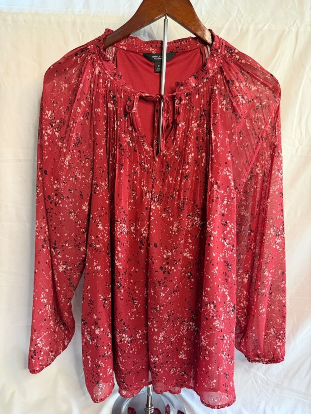 Simply Vera Wang Women's Red Long-Sleeve Peasant Blouse